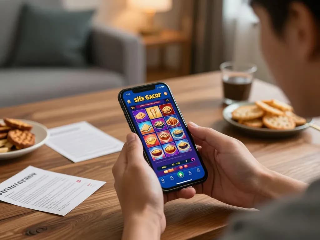 Engaging with situs slot gacor on smartphone amid cozy home environment enhances gaming experience