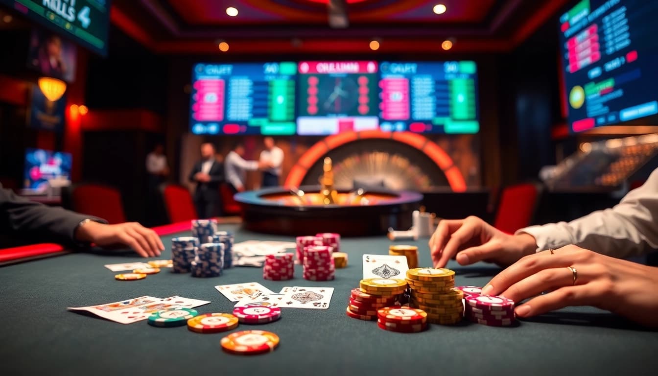 Experience thrilling gameplay at https://mm88.press/ with poker chips and a roulette wheel.
