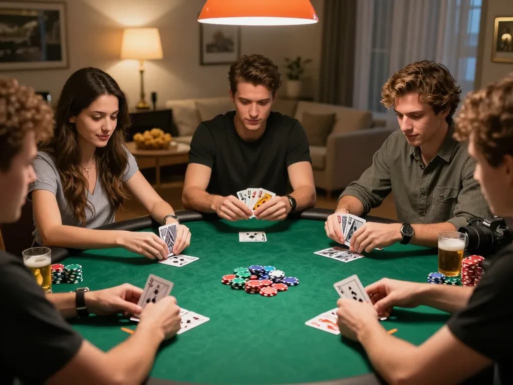 LGO99 players engage in a strategic poker game, showcasing chips and cards for an exciting gaming experience.