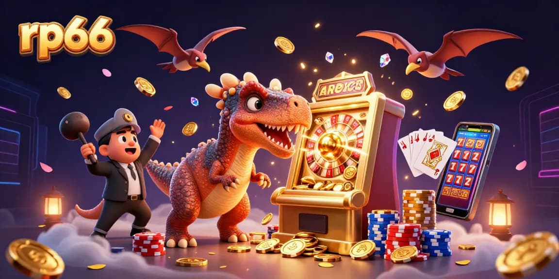 Watch rp66 players win jackpots as characters enjoy a dynamic casino scene filled with vibrant elements.