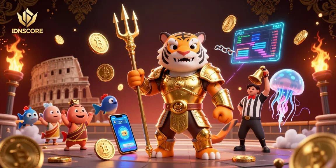 Experience thrilling gameplay with IDNSCORE, illustrated in a vibrant underwater casino scene featuring golden coins and energetic characters.