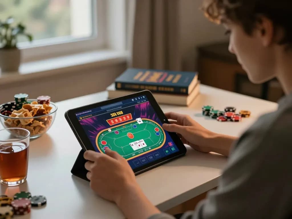 Engage in exciting gameplay at https://ww88b.com/ with a vibrant poker scene on a tablet.