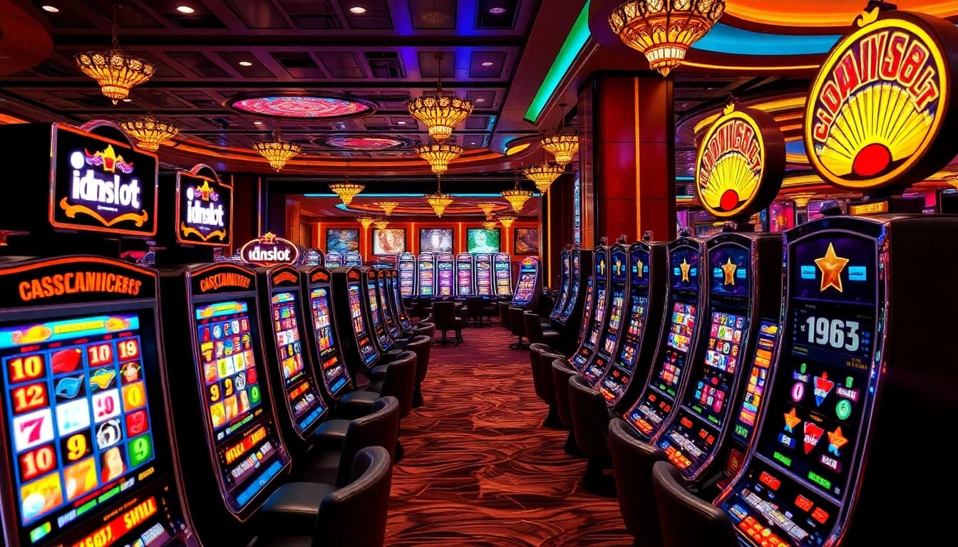 Engaging moment at Idnslot featuring vibrant slot machines and excited players enjoying their time.