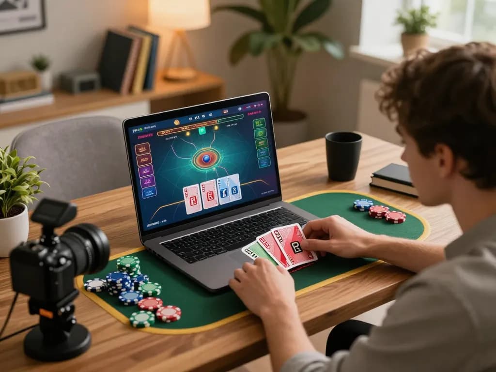 Fun88 player engaging in online casino gameplay from home, showcasing strategic betting on a laptop