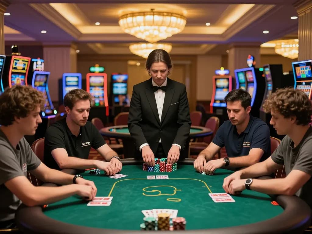 IDNSCORE elevating poker strategies at a luxurious casino table with engaged players.