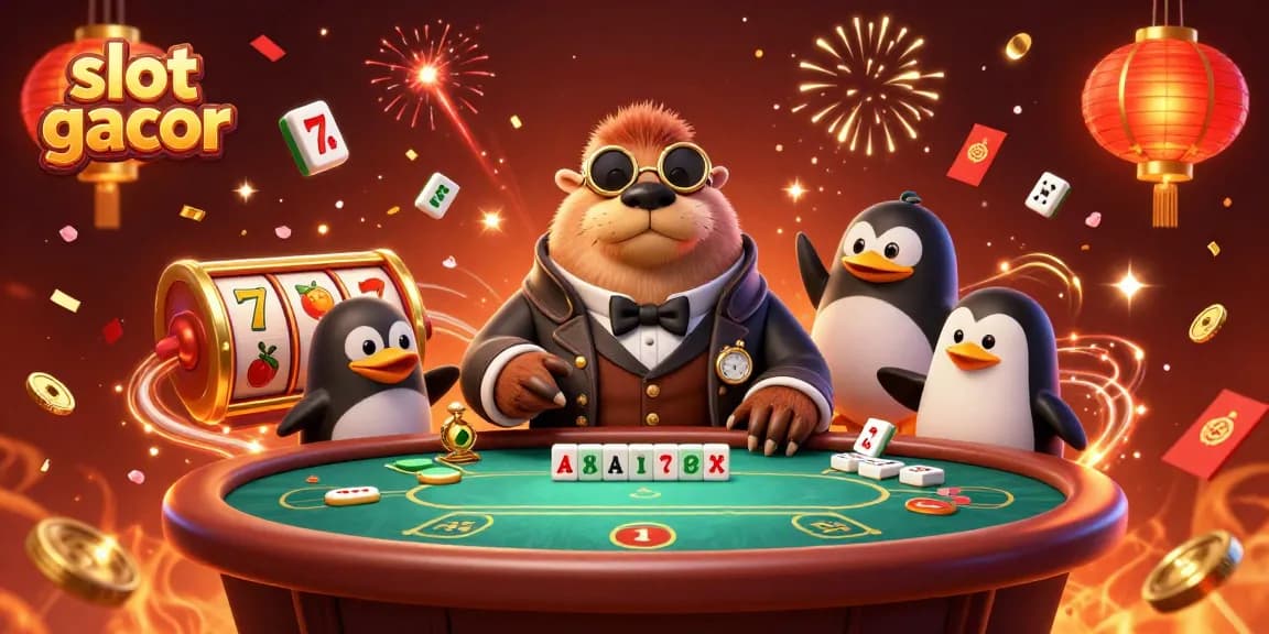 Experience the excitement of slot gacor with an animated scene featuring charming characters playing at an underwater tablescape.