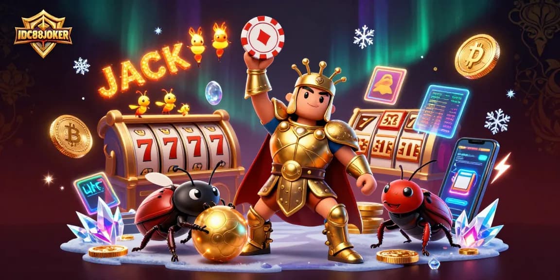 Experience thrilling victories with IDC88JOKER in this vibrant 3D gaming scene.