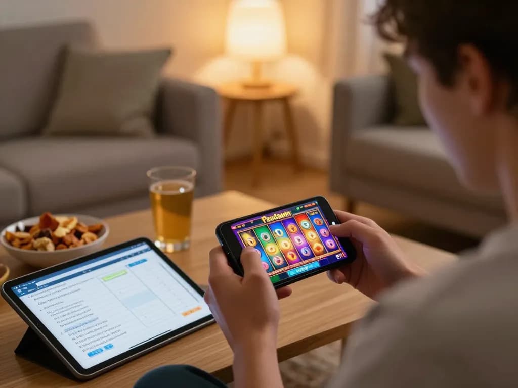 Pengalaman bermain game mobile Pandawin dengan pemain yang terlibat dalam aksi slot di smartphone.