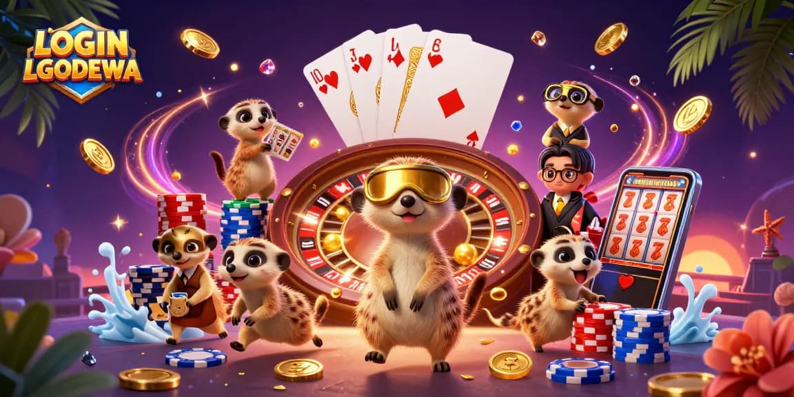 Experience the excitement of LOGIN LGODEWA in a lively meerkat casino scene.