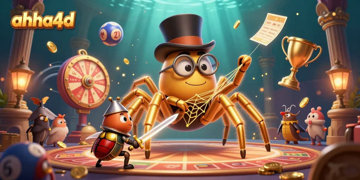 Play lottery on ahha4d with results from the vibrant scene of a golden tarantula and beetle knight.
