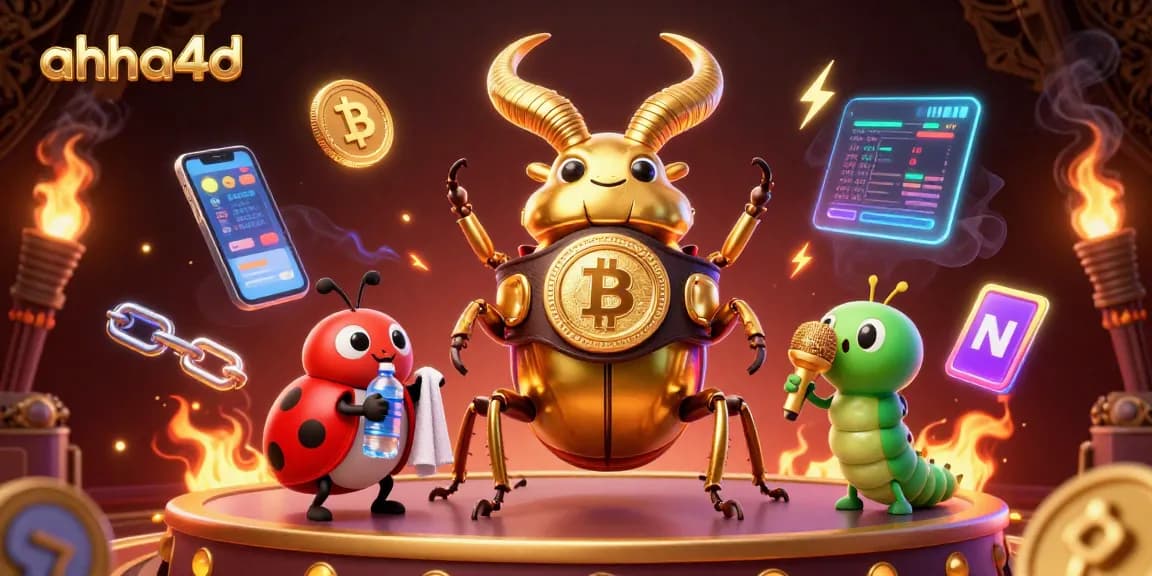 Engage with ahha4d in a vibrant, colorful lottery-themed illustration featuring a unique character showdown.