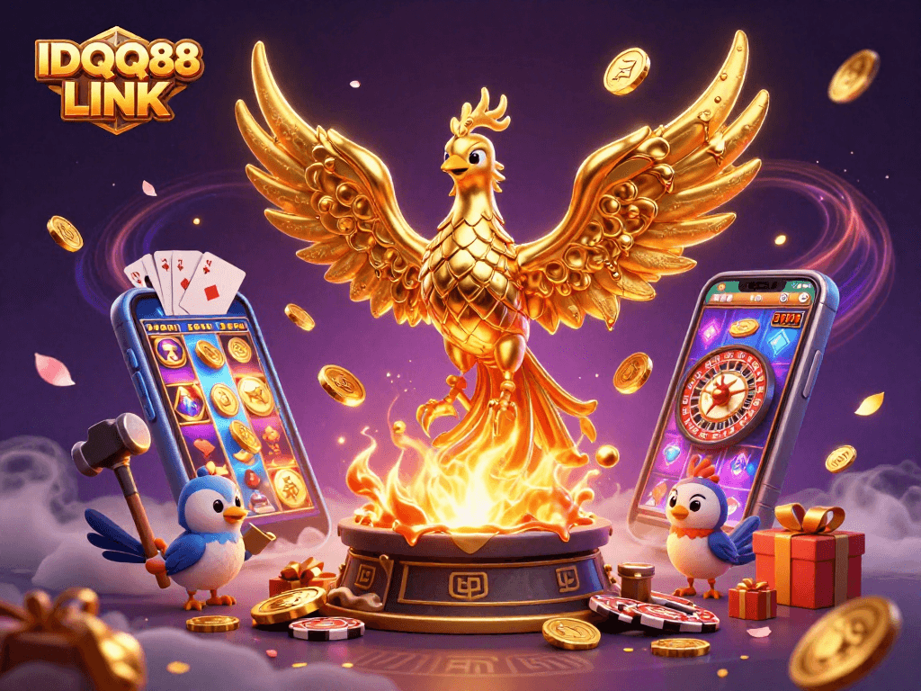 Experience the thrill of IDQQ88 LINK as golden phoenix and sparrow helpers emerge with captivating gaming elements.