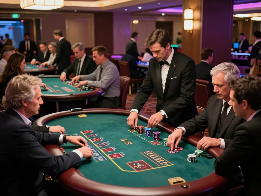 Experience LGOGOAL's lively blackjack action as players strategize and engage in glamorous casino atmosphere