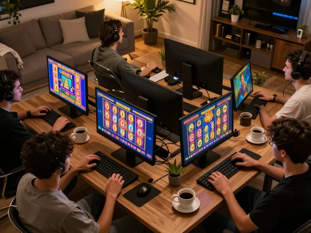 Players enjoying exciting slot gacor games on various devices in a cozy home setting.