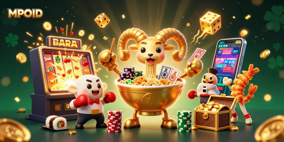 MPOID engaging players in a thrilling casino scene with vibrant characters and jackpot elements