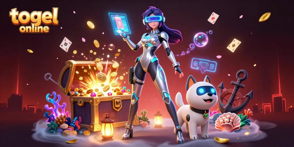 Engage with thrilling togel online action featuring a stunning woman and an animated robot dog.