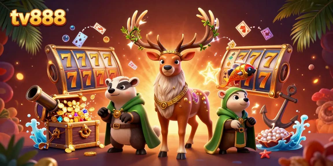 Experience thrilling gaming at tv888 with dynamic characters amidst rich casino elements.