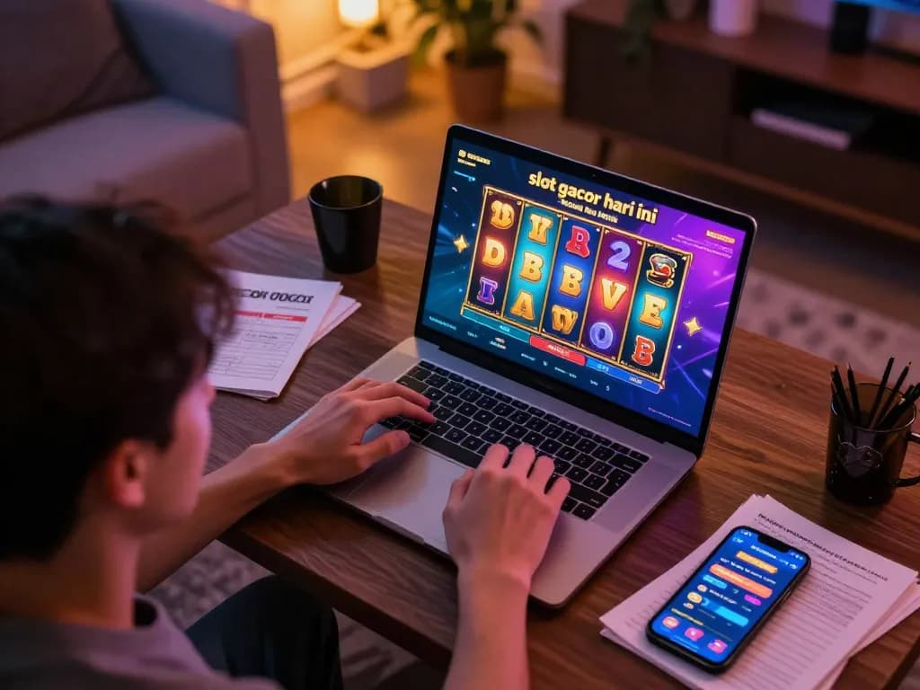 Berkecimpung dalam slot gacor hari ini dengan antarmuka permainan online yang berwarna-warni dan reaksi pemain yang bersemangat.