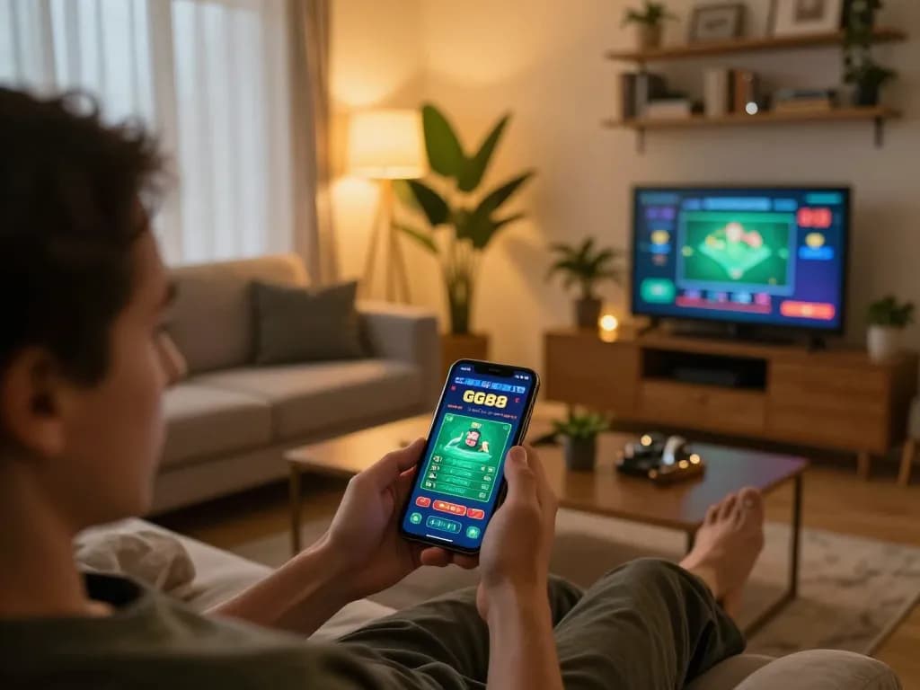 Engaging in mobile gaming with the GG88 COM app while relaxing at home