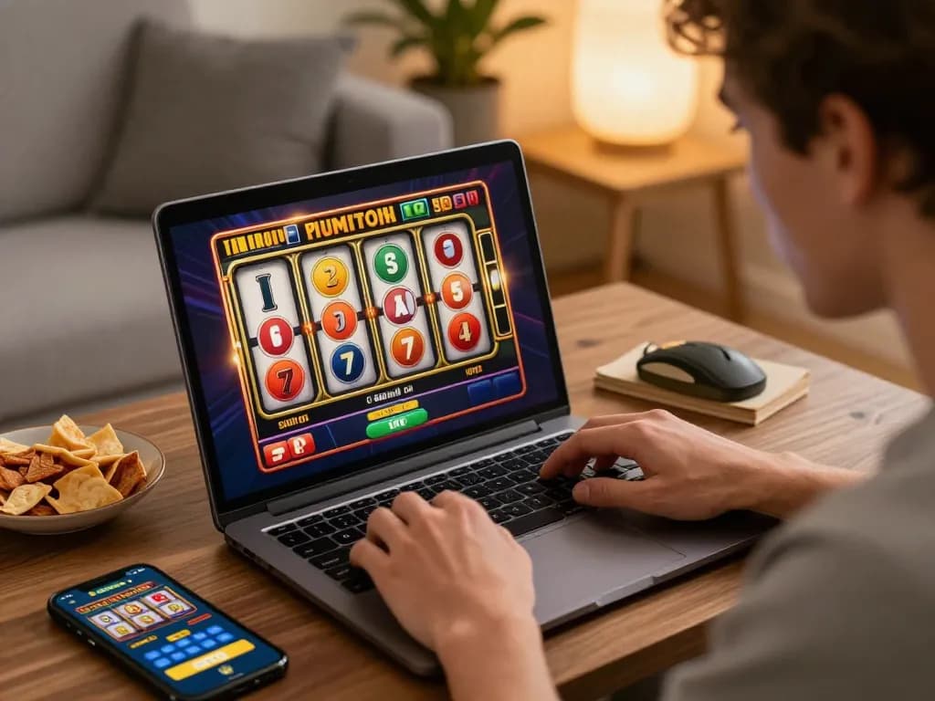 Spinning the reels on a thrilling slot online game from home, showcasing excitement and strategy.