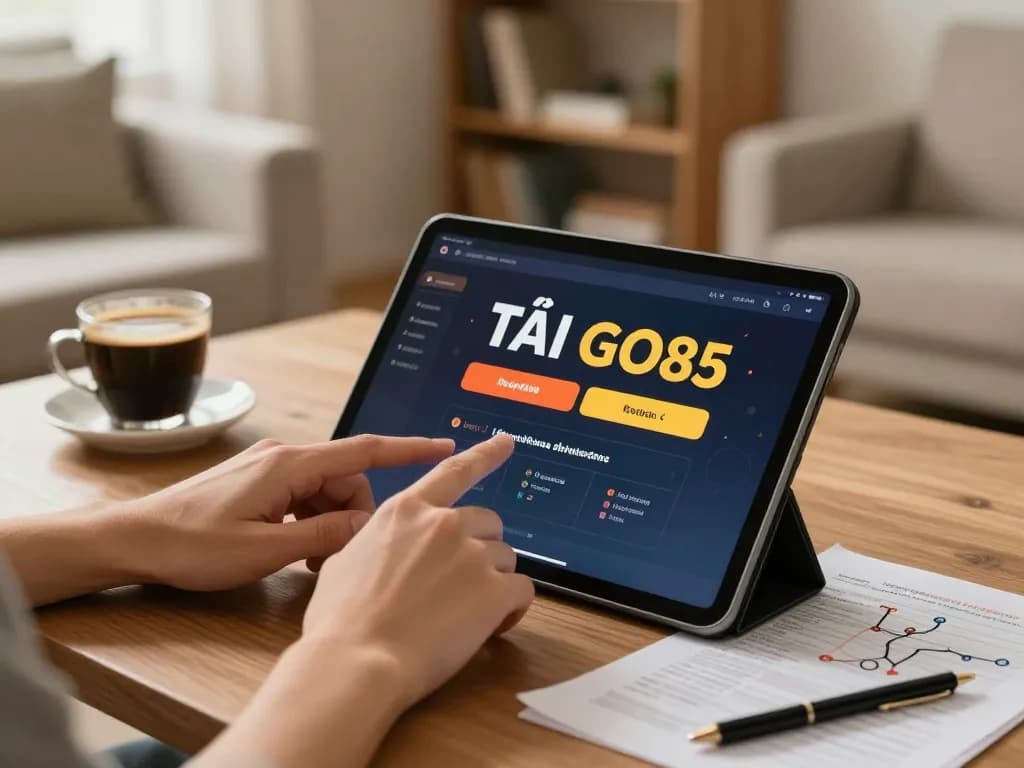 TẢI GO88 app showcased on a tablet during online betting session, highlighting a cozy and responsible gaming environment.