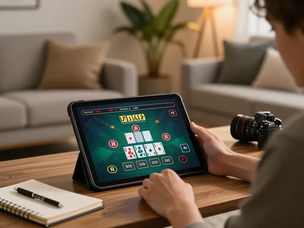 FLY88 player engaging with live blackjack online, showcasing a comfortable home gaming experience.