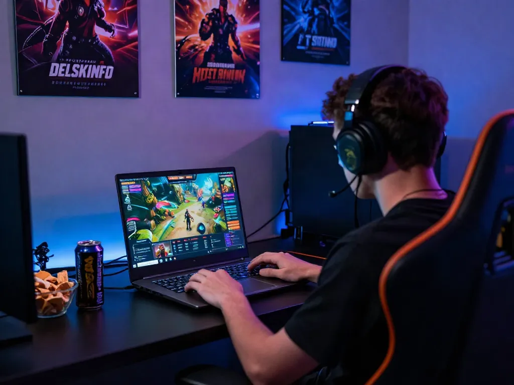 Proses login pengguna ke akun pecah25 login di laptop sambil dikelilingi suasana gaming menarik.