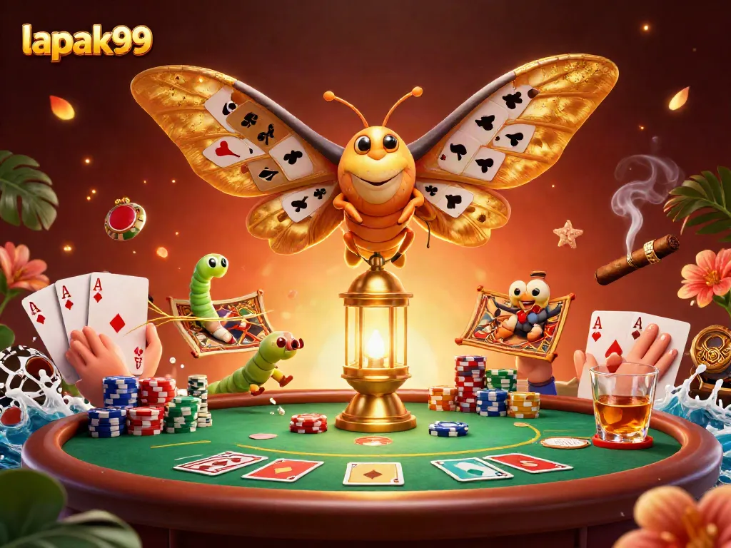 Experience lapak99's exhilarating poker action with vibrant characters and energetic casino scenes.
