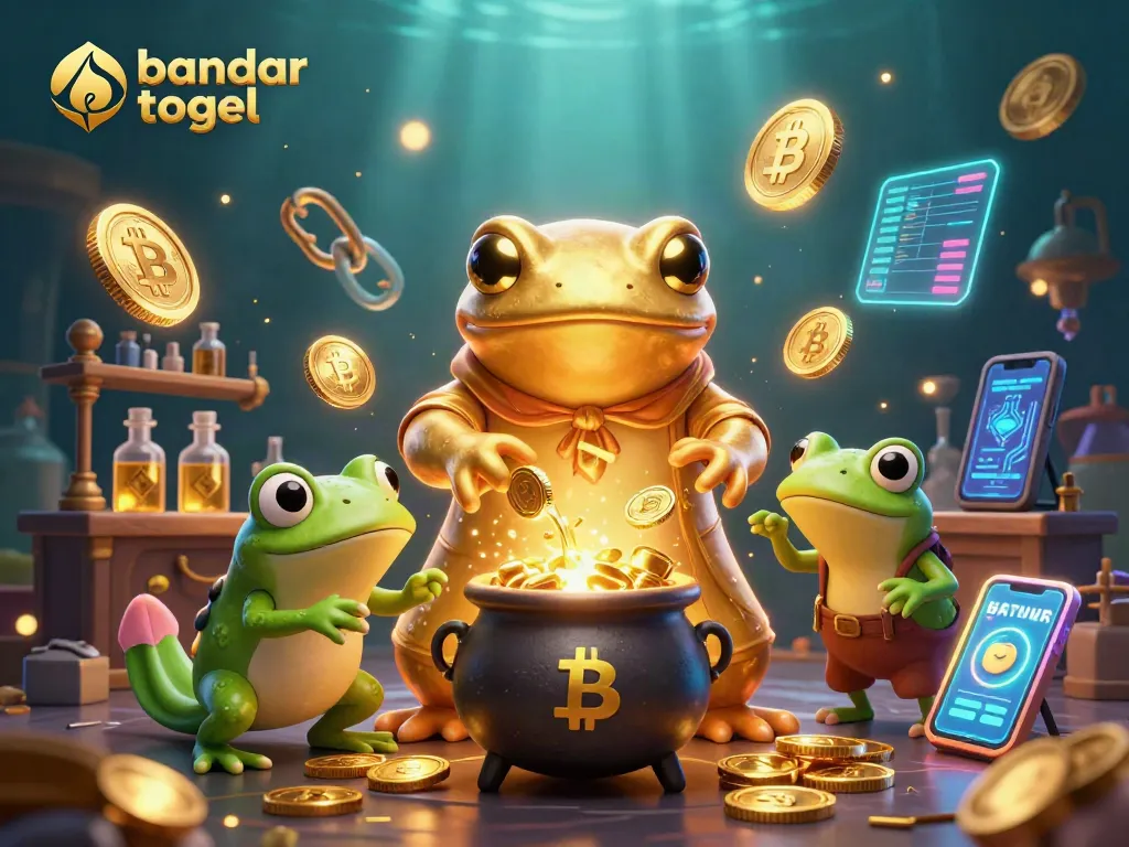 Mengungkap bandar togel dengan alkimia dalam ilustrasi, istana kasino penuh koin emas dan elemen digital