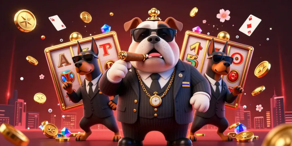 Experience thrilling gameplay with a mafia theme featuring a bulldog boss and lucky jackpots.
