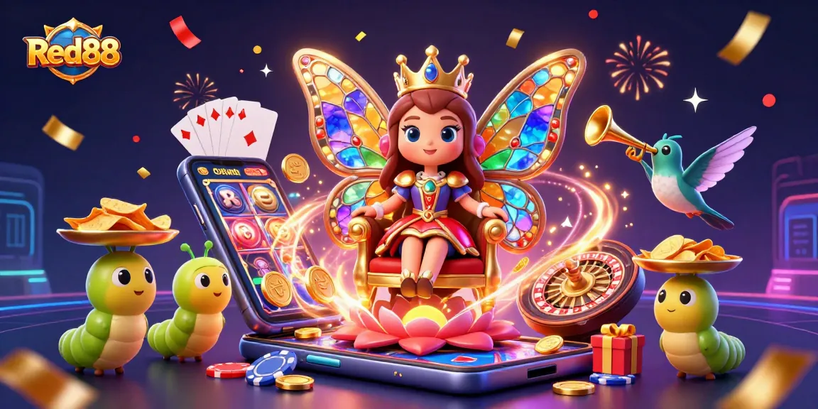 Red88 delivers vibrant casino experiences with animated characters enjoying thrilling games.