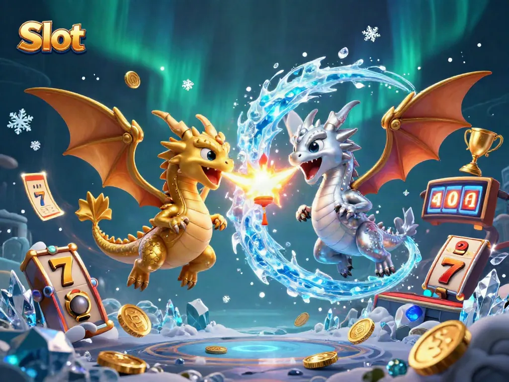 Experience winning at Slot games with dynamic gold and silver dragons showcasing jackpot elements.