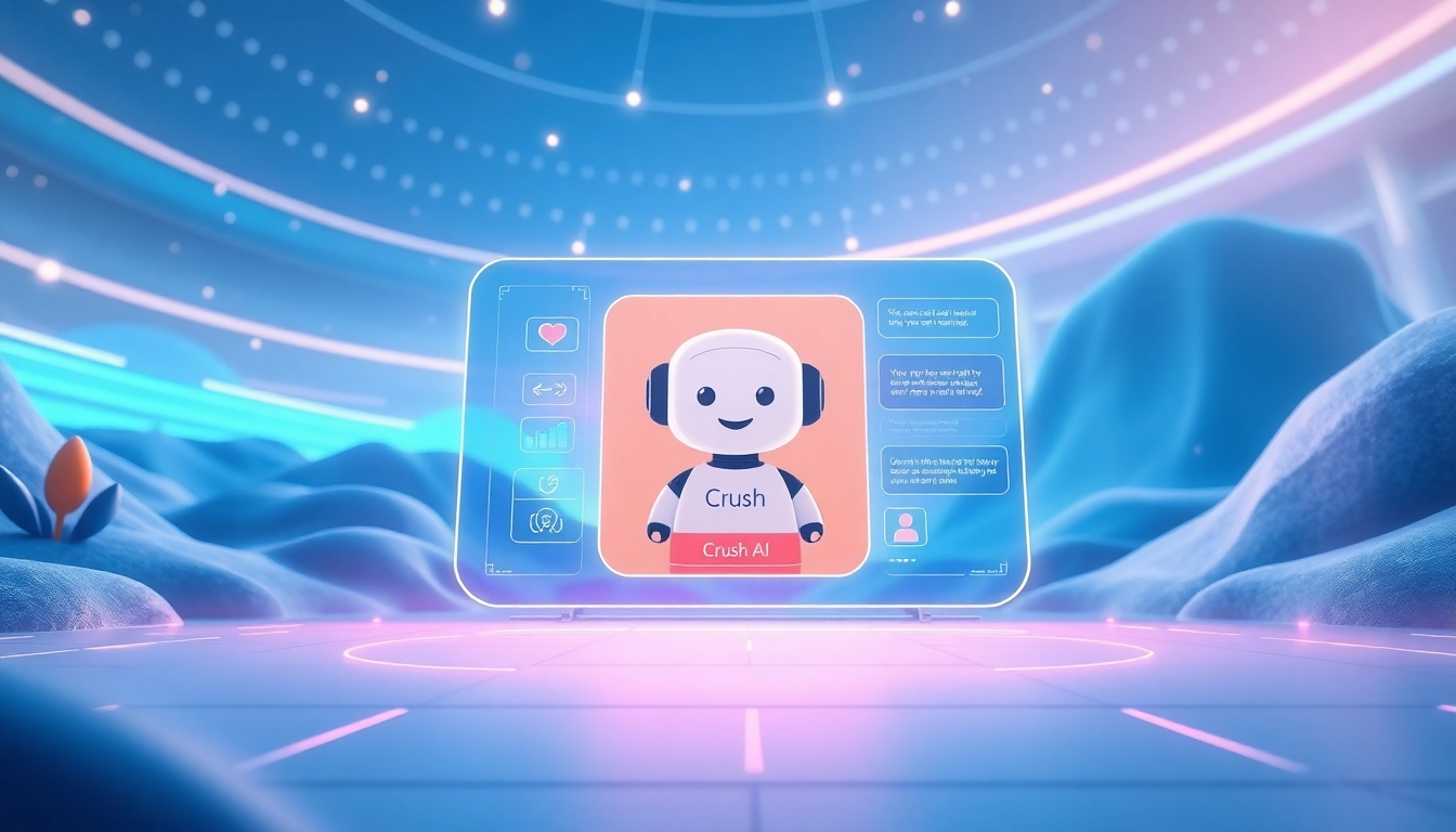 Engaging AI chatbot interface showcasing Crush AI's friendly character for emotional companionship.