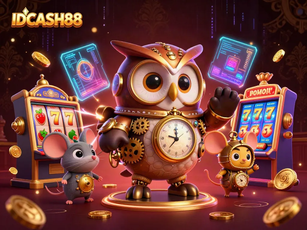 Play and win big with IDCASH88's vibrant gaming experience featuring rewarding slot reels and jackpot counters.