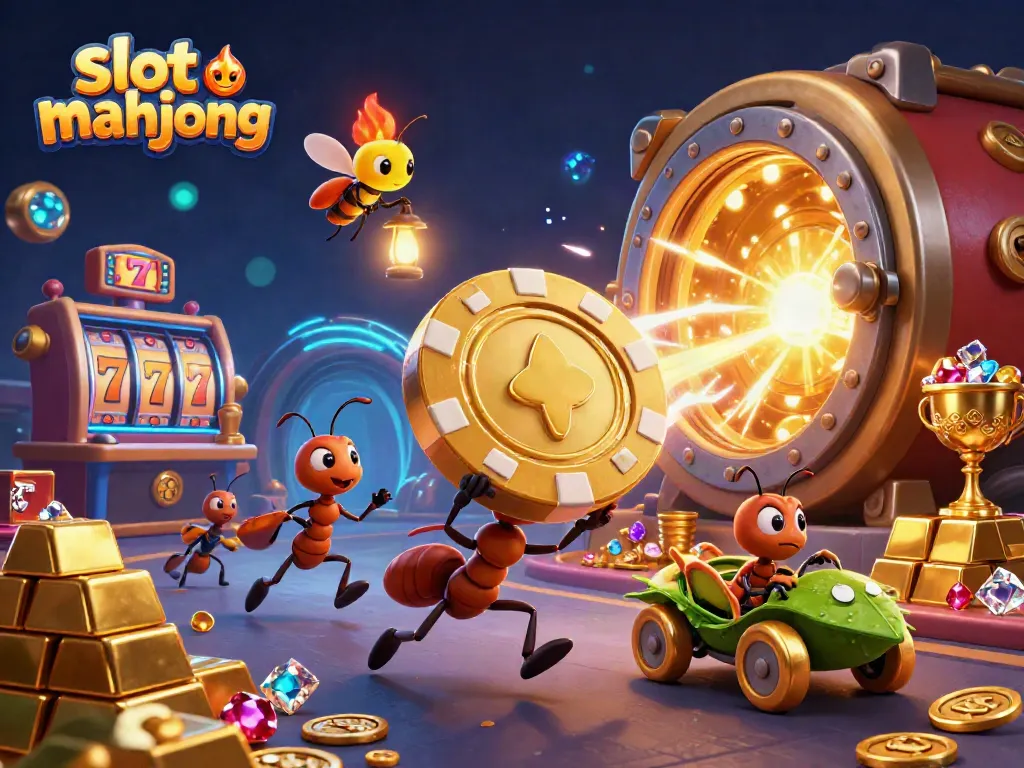 Menyaksikan slot mahjong saat tim semut 3D membawa chip poker emas dalam heist yang megah di casino