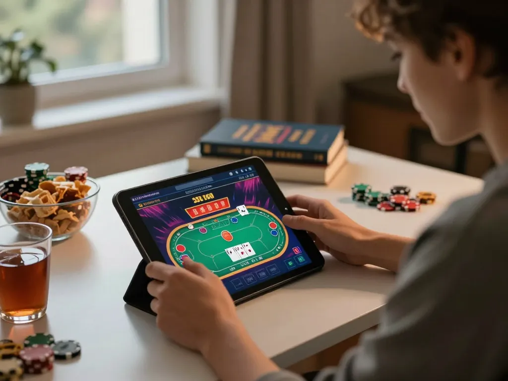 Engage in exciting gameplay at https://ww88b.com/ with a vibrant poker scene on a tablet.
