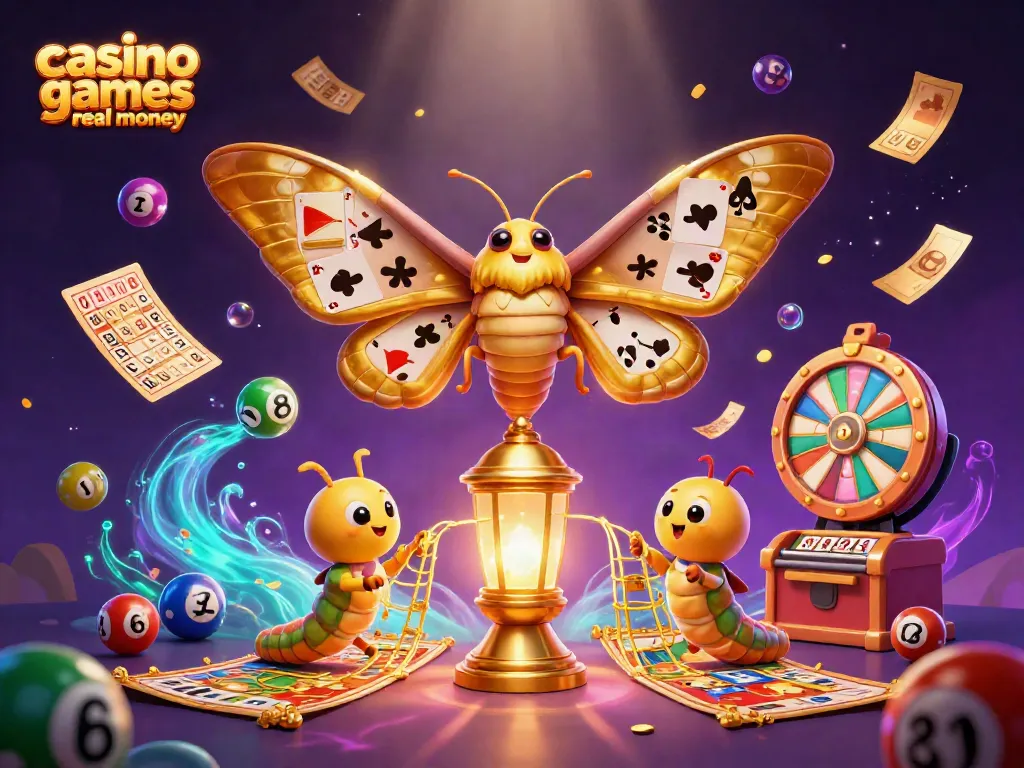 Engaging scene showcasing casino games for real money with dynamic lottery balls and a vibrant atmosphere.