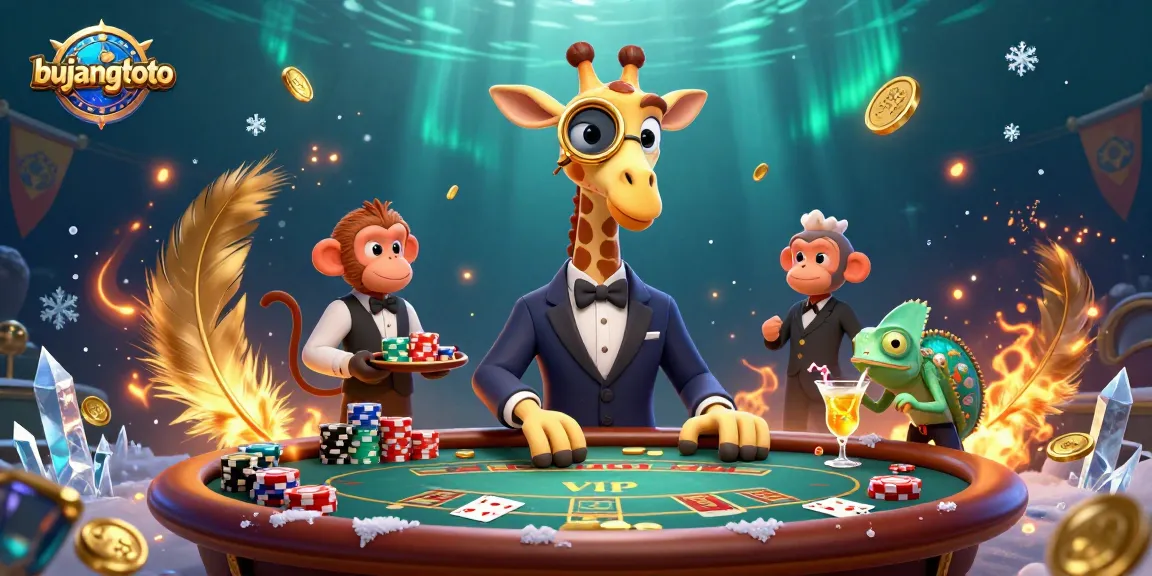 Bujangtoto menghibur pemain di meja poker dengan dadu bertumpuk dan kartu teratas.