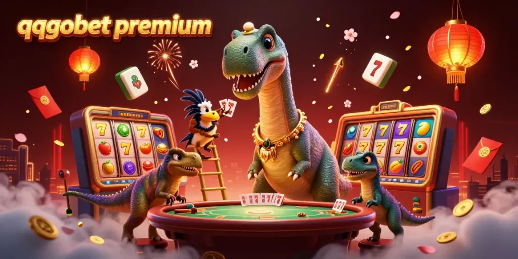 Experience exciting gameplay at qqgobetpremium with a vibrant casino-themed 3D illustration.