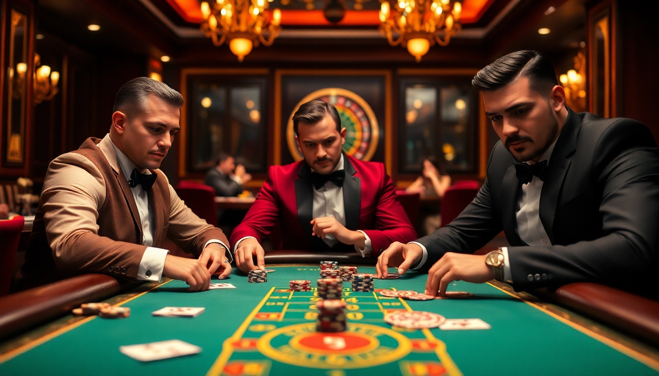 Experience high-stakes poker action at https://78wins.io/ with players eagerly placing bets at a luxurious casino table.