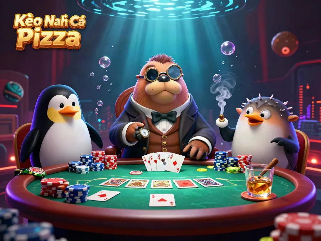 Experience Kèo Nhà Cái Pizza with a whimsical underwater poker game featuring colorful characters.