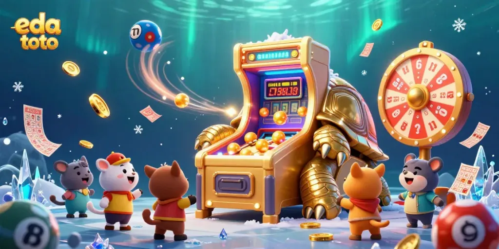 Engage with eda toto as a playful golden tortoise pinball machine captivates lottery enthusiasts.