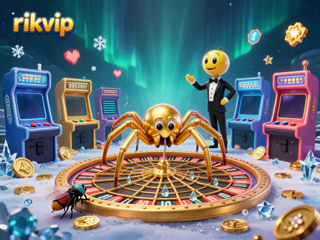 Experience thrill at rikvip with a vibrant 3D casino scene featuring lively characters and game elements.