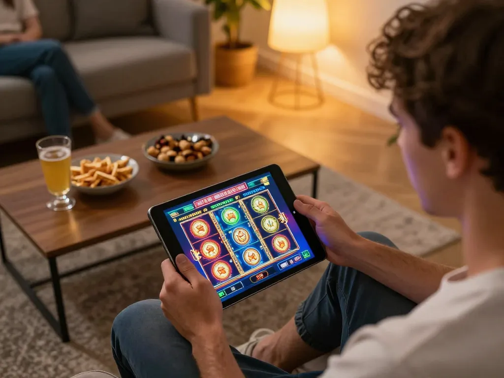 Bermain slot depo 5k di tablet dalam suasana rumah yang nyaman.