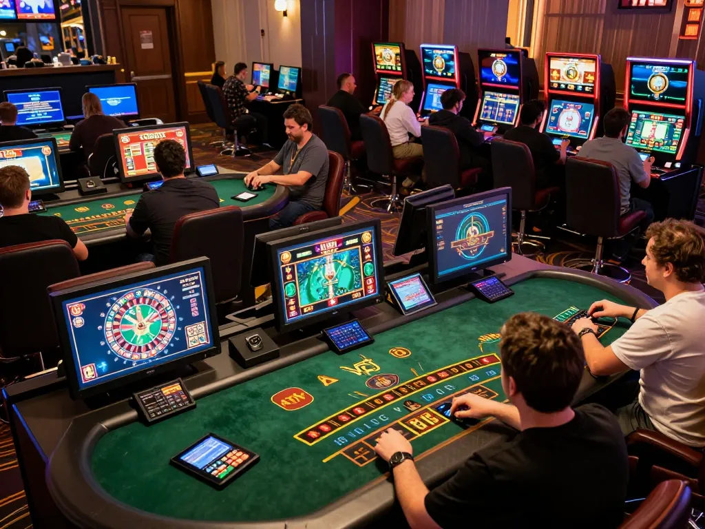 Players enjoying online casino games at SC88, strategizing in a lively digital environment