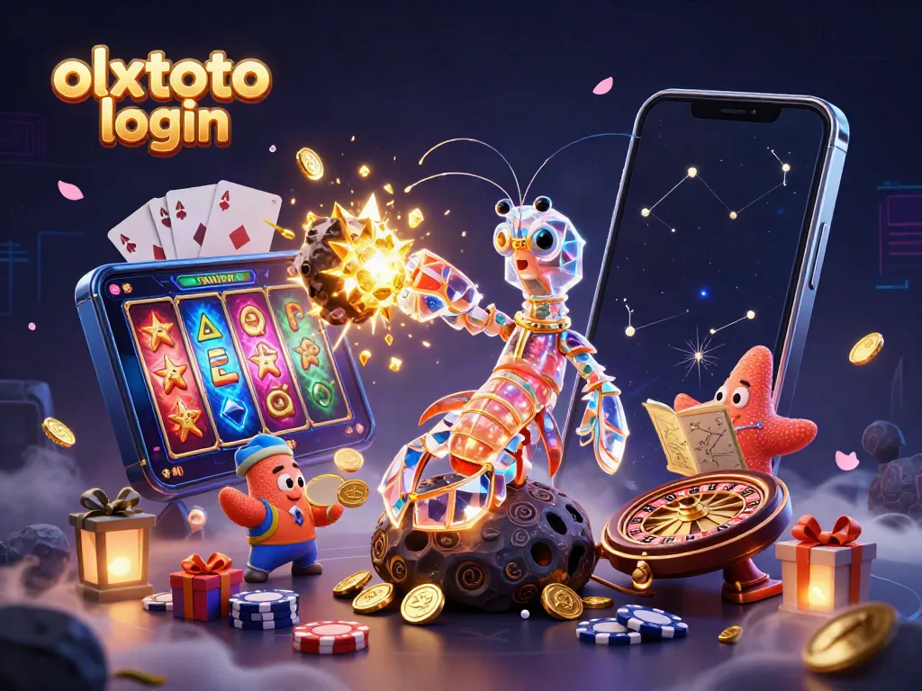 Engage with olxtoto login as a vibrant 3D illustration showcasing a whimsical galactic samurai mantis shrimp in action.