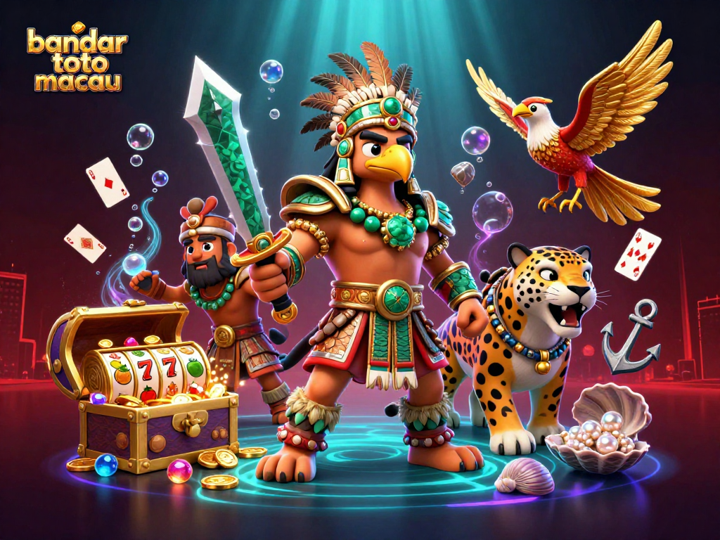 Menangkan permainan di bandar toto macau dengan slot berwarna-warni dan karakter Aztec yang penuh semangat.