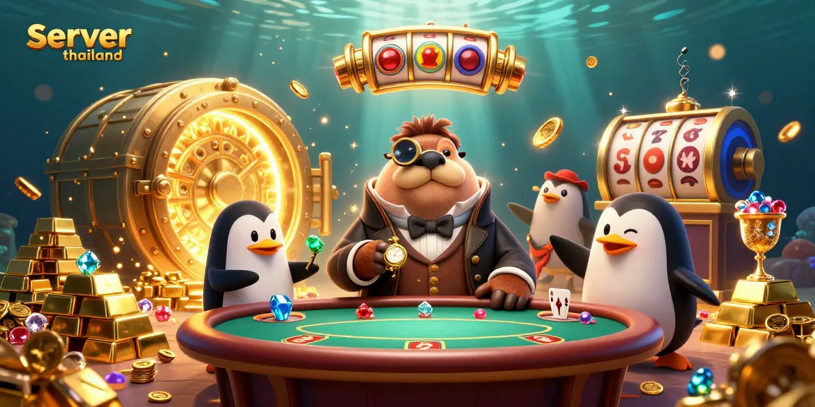Play thrilling slot games with server thailand featuring an underwater poker scene and sparkling treasure.