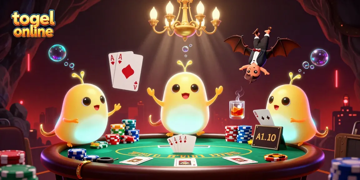 Mainkan togel online dengan suasana kasino yang meriah dan dekorasi lampu menyala.