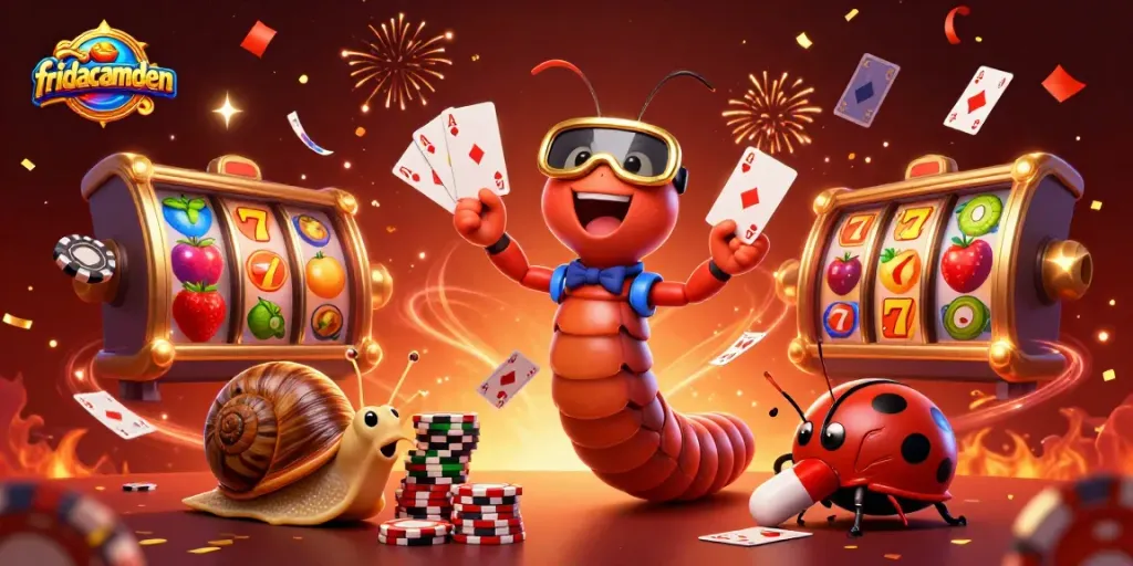 Experience the thrill of fridacamden with a vibrant casino scene featuring playful characters and dynamic gaming elements.